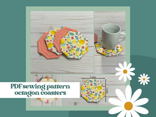 Quilted Octagon Fabric Coasters PDF Pattern