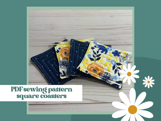 Quilted Square Fabric Coasters PDF Pattern