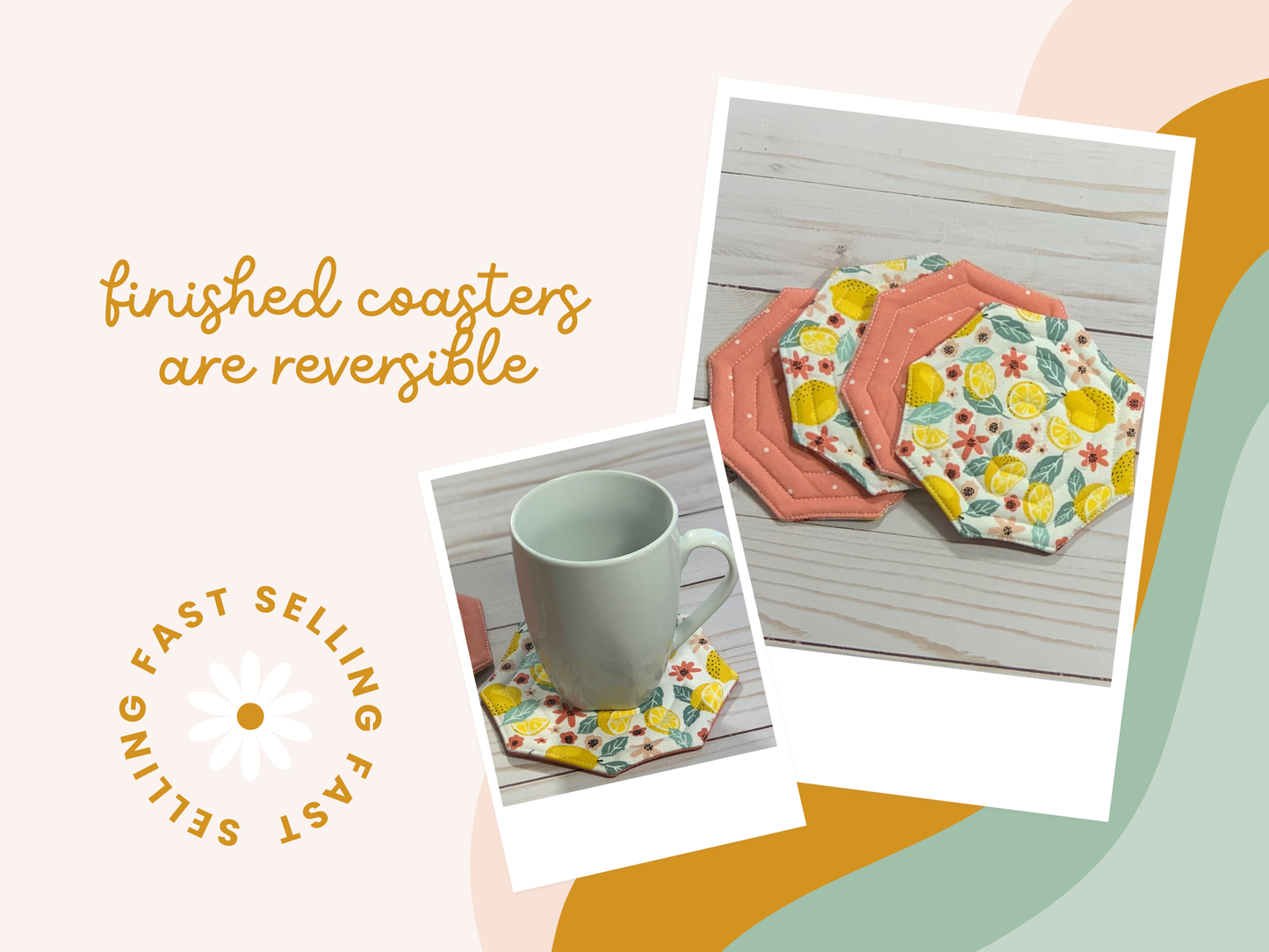 Quilted Octagon Fabric Coasters PDF Pattern