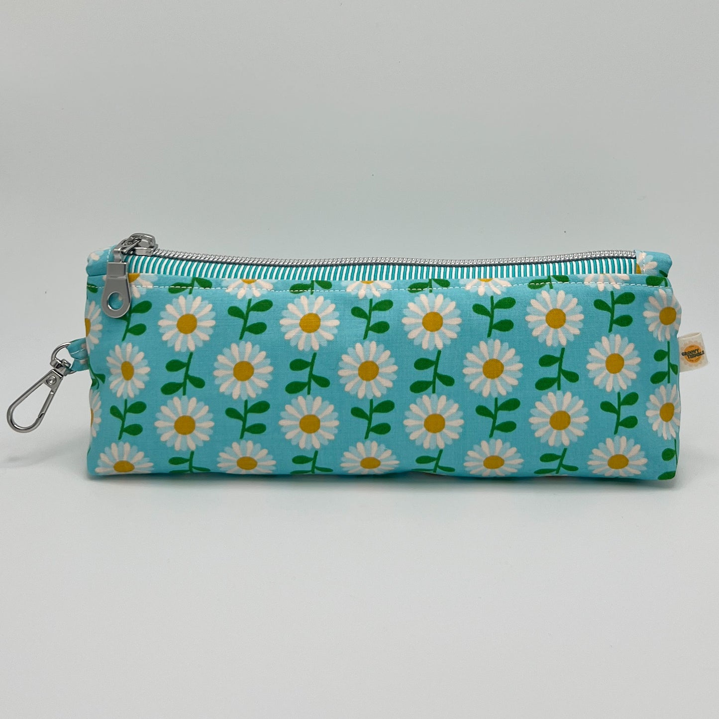 Pencil Pouch in Flowerland Daisies in Turquoise