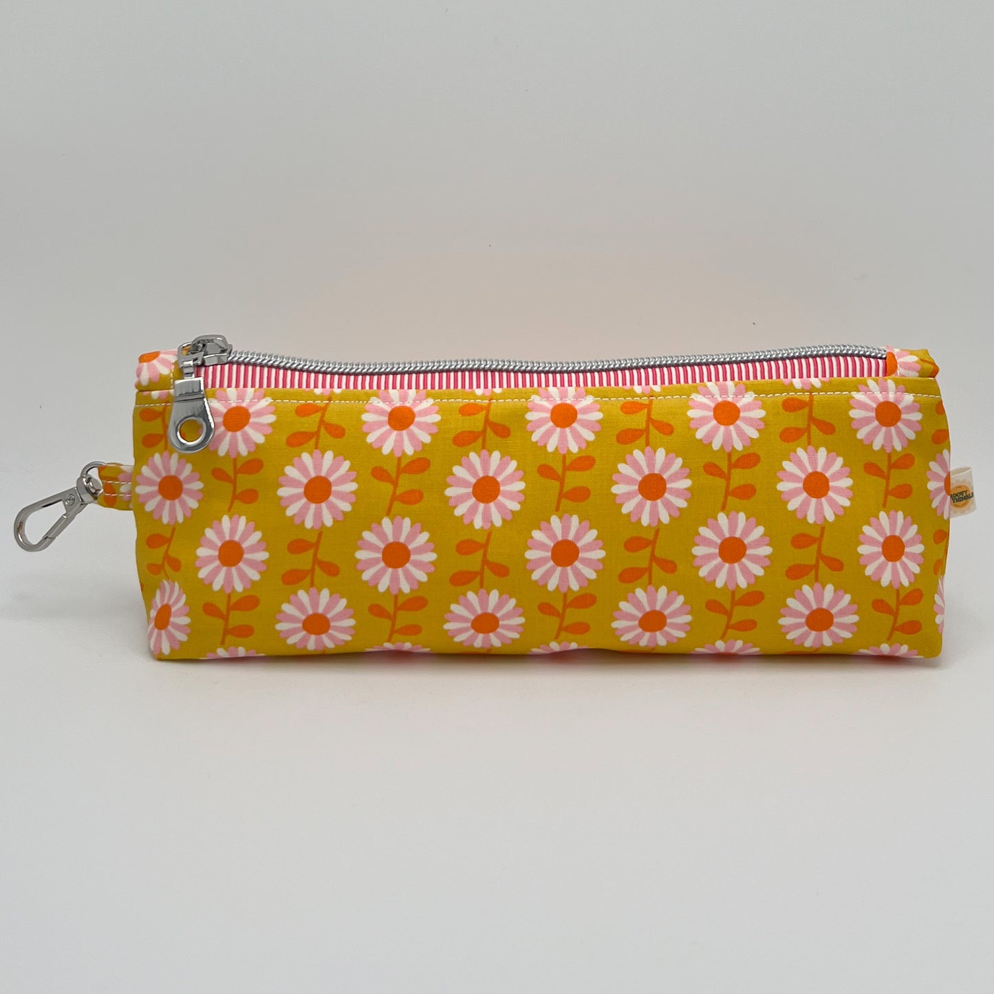Pencil Pouch in Flowerland Daisies in Goldenrod