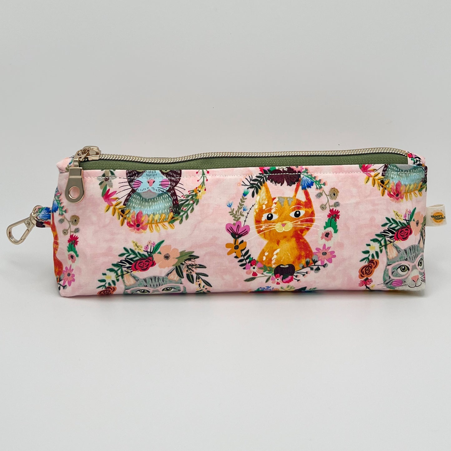 Pencil Pouch in Kitty Wreaths