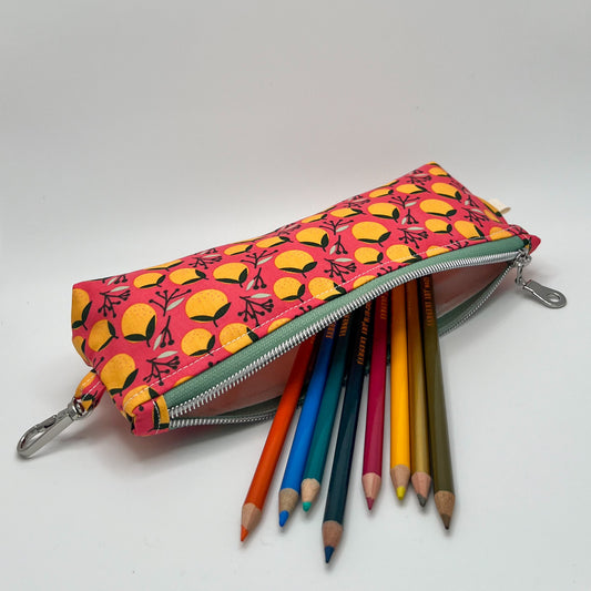 Pencil Pouch in Coral Oranges