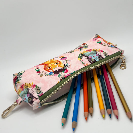 Pencil Pouch in Kitty Wreaths