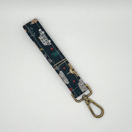 Key Fob Wristlet in World Traveler Black