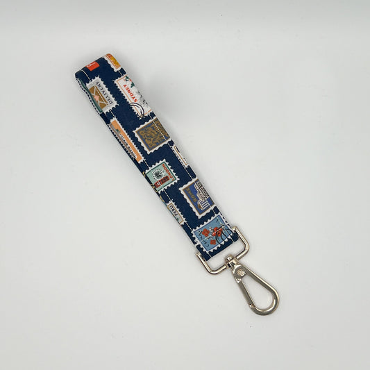 Key Fob Wristlet in Postage Stamps