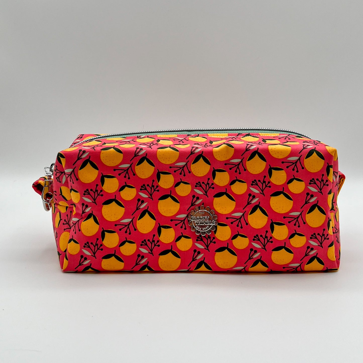 Large Makeup Bag in Coral Oranges