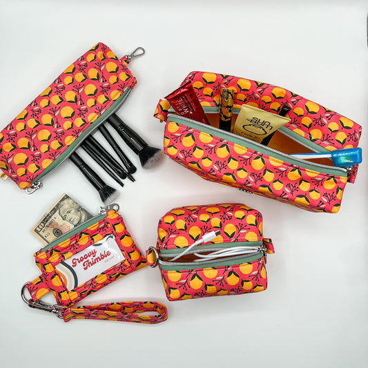 5-Piece Travel Bag Set in Coral Oranges