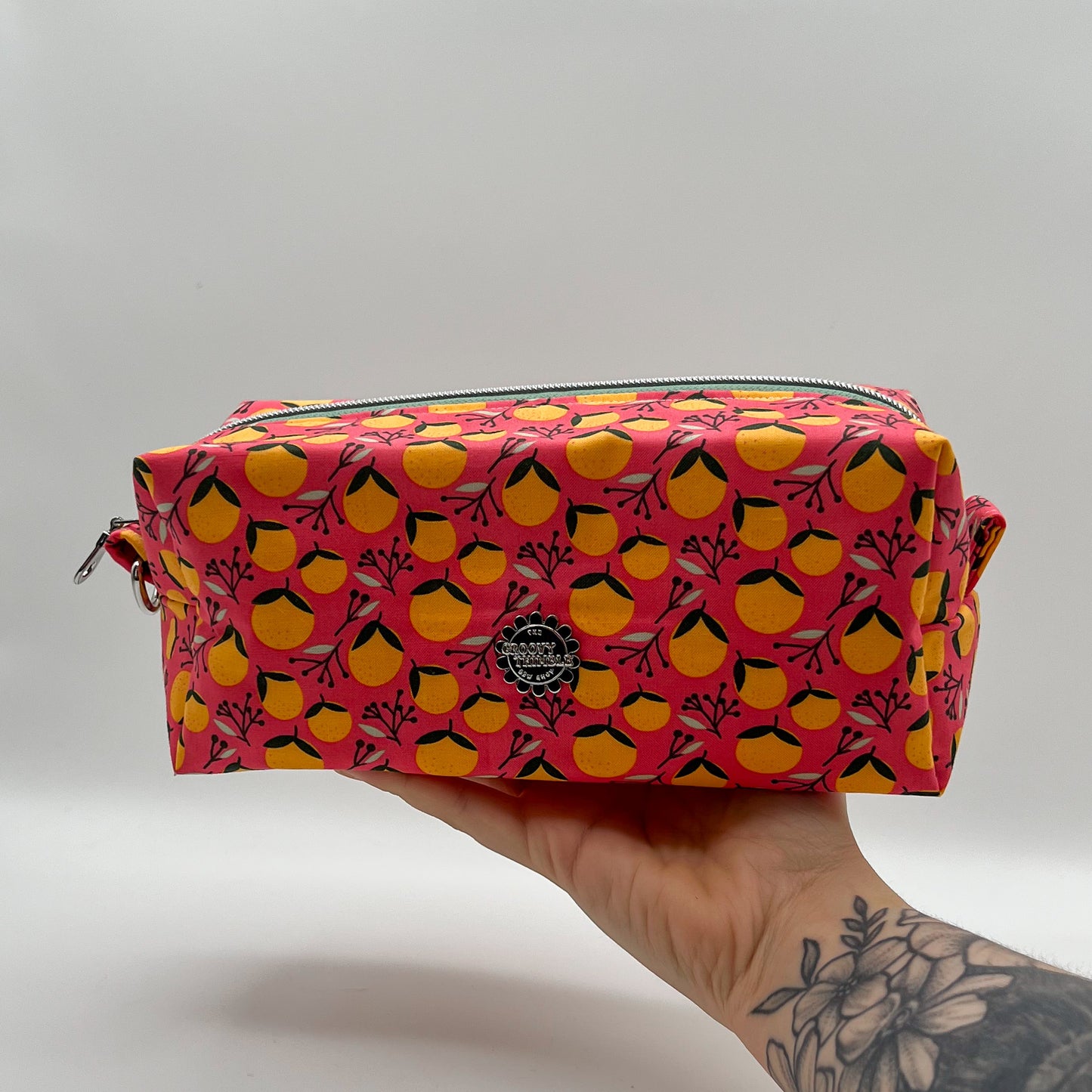 Large Makeup Bag in Coral Oranges