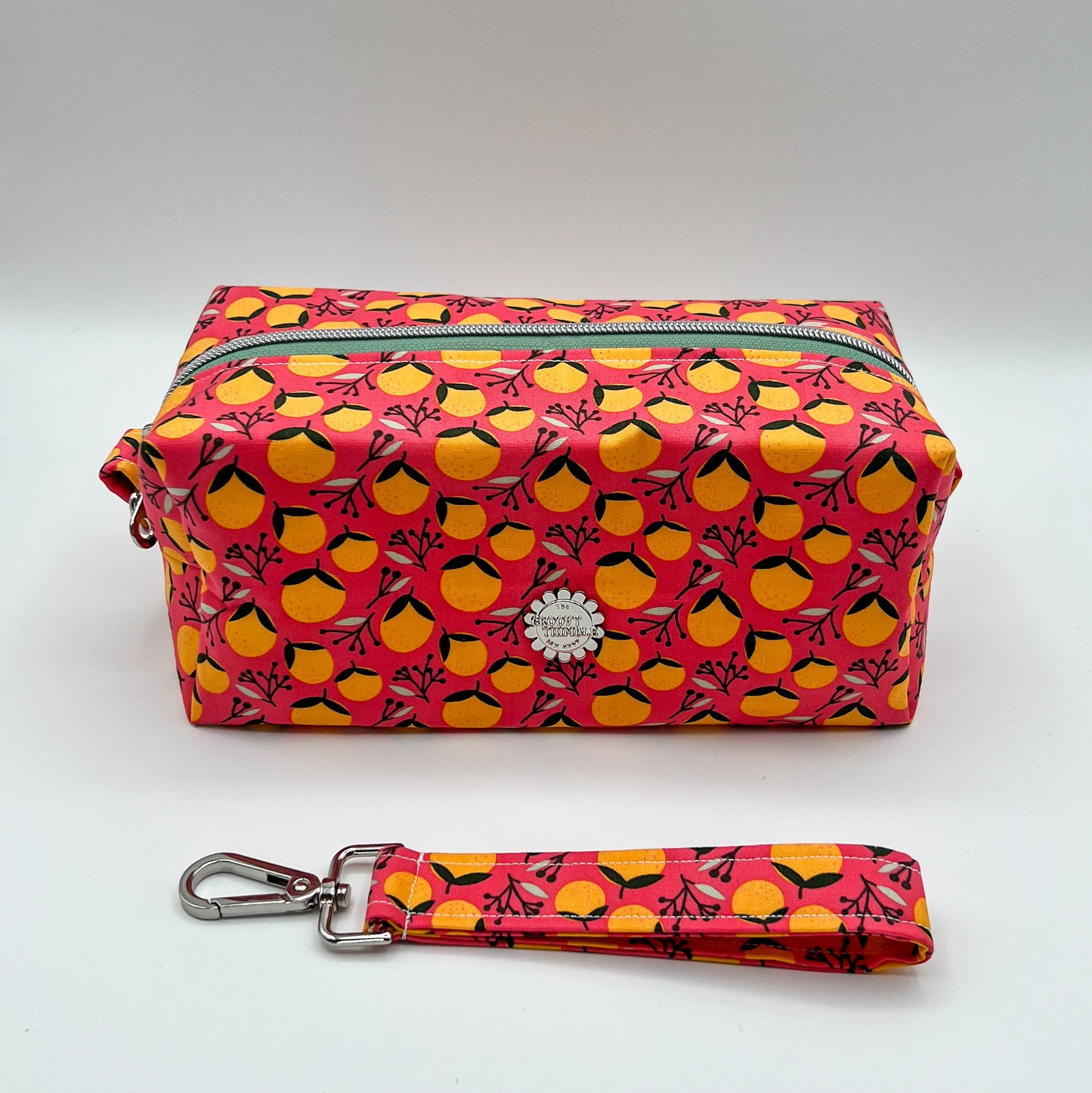 Large Makeup Bag in Coral Oranges