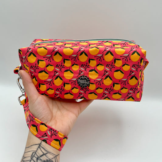 Large Makeup Bag in Coral Oranges