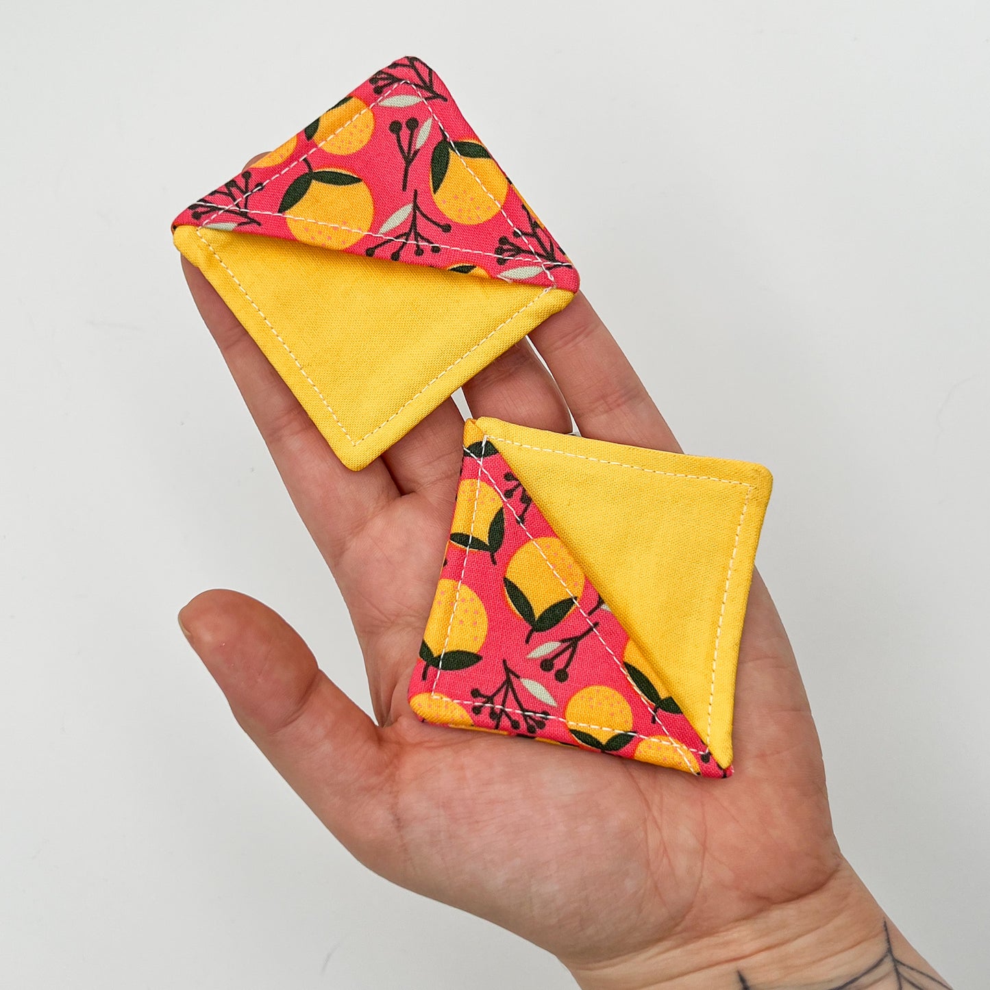Book Sleeve with 2 Fabric Bookmarks in Coral Oranges
