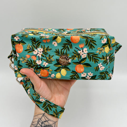 Large Makeup Bag in Citrus Floral