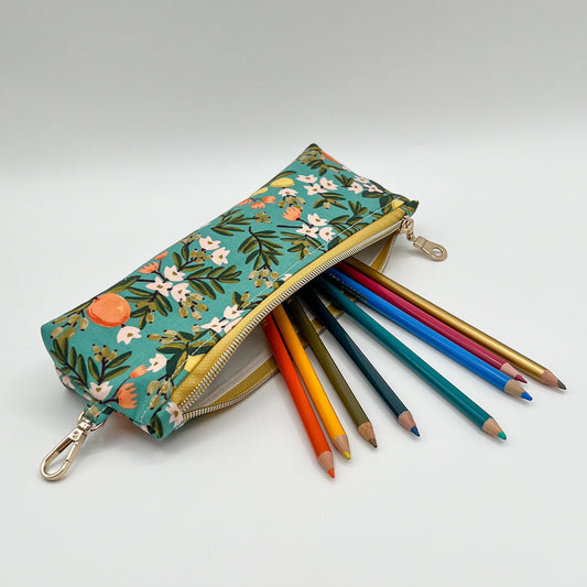 Pencil Pouch in Citrus Floral