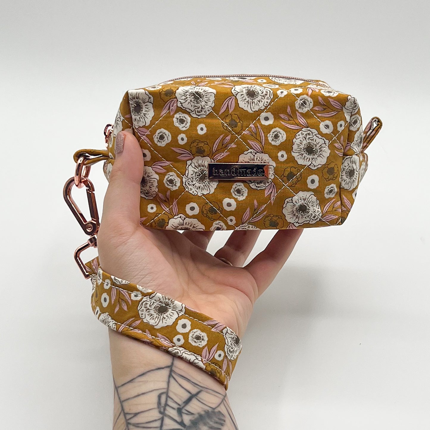 Small Quilted Makeup Bag in Golden Bloom