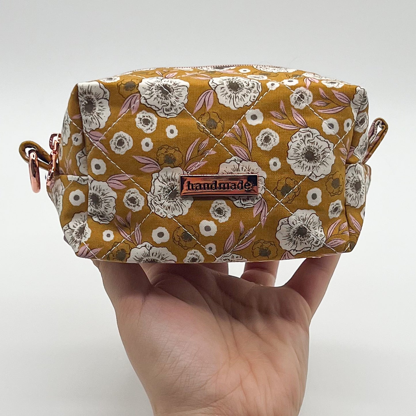 Small Quilted Makeup Bag in Golden Bloom