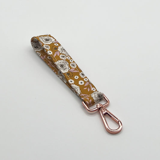 Key Fob Wristlet in Golden Bloom