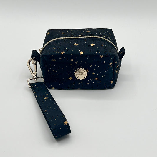 Small Quilted Makeup Bag in Metallic Stars