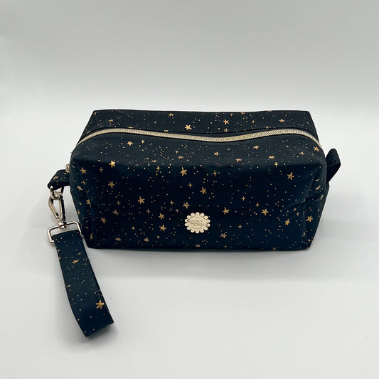 Large Quilted Makeup Bag in Metallic Stars