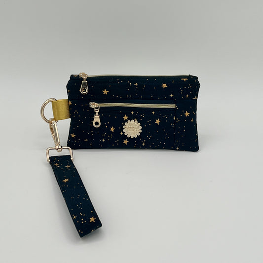 Two-Pocket Wristlet in Metallic Stars