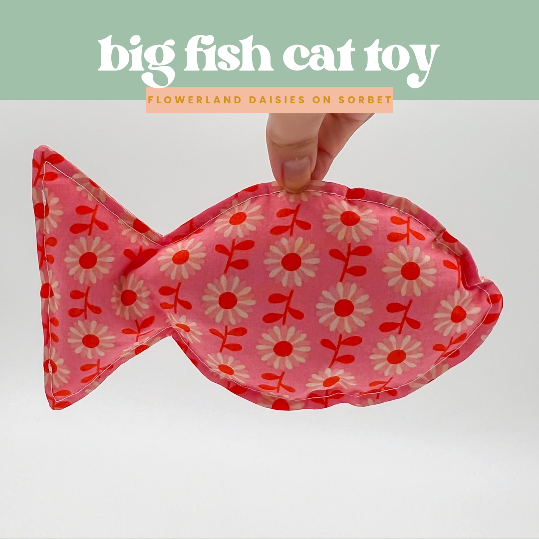 Big Fish Crinkle Cat Toy in Flowerland Daisies in Sorbet