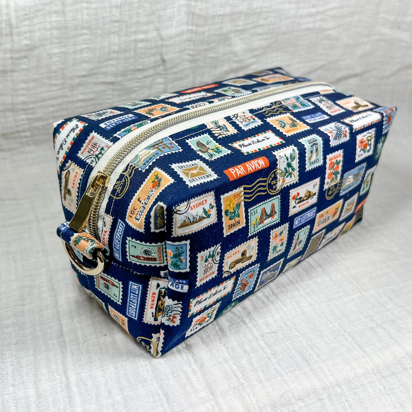 Large Makeup Bag in Postage Stamps