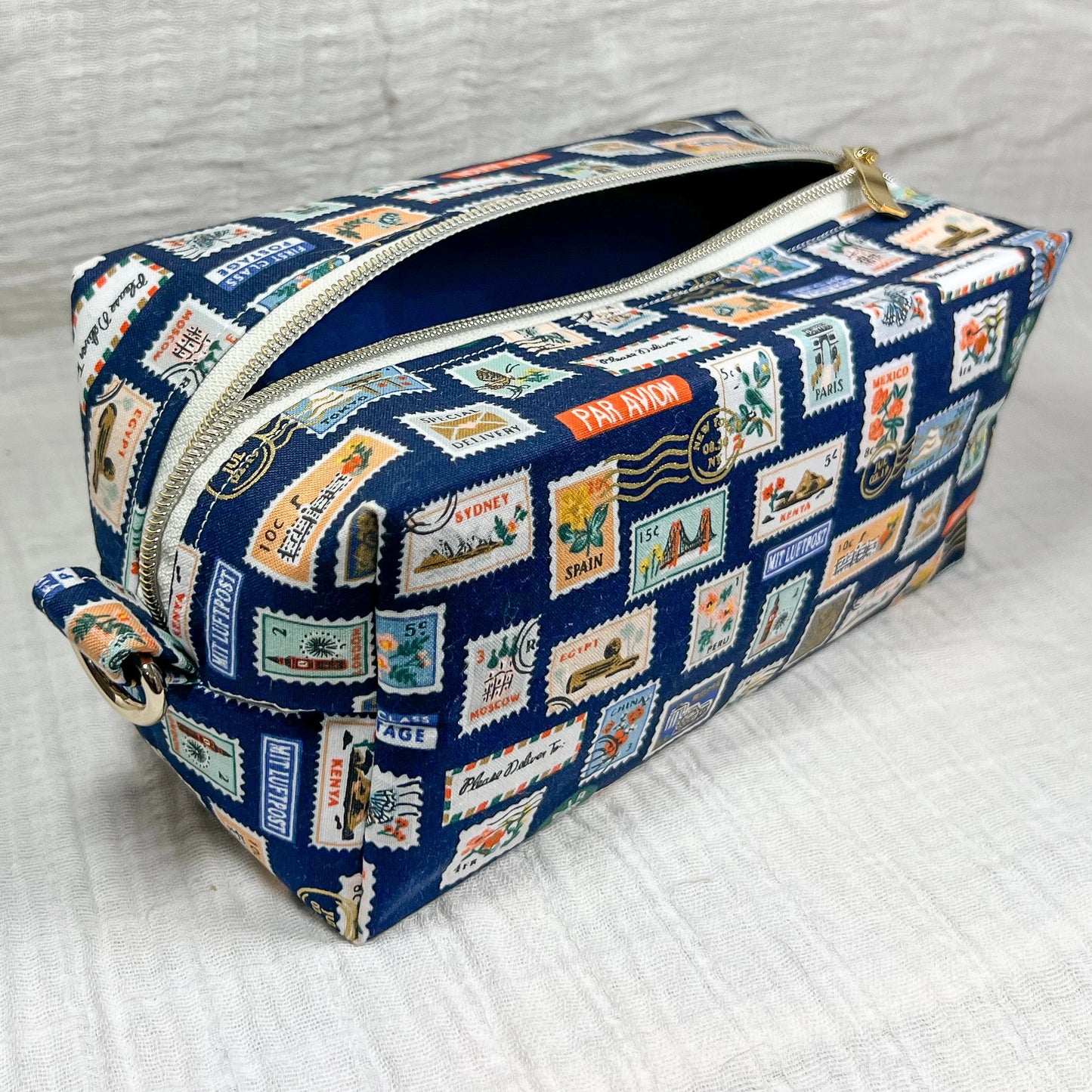 Large Makeup Bag in Postage Stamps