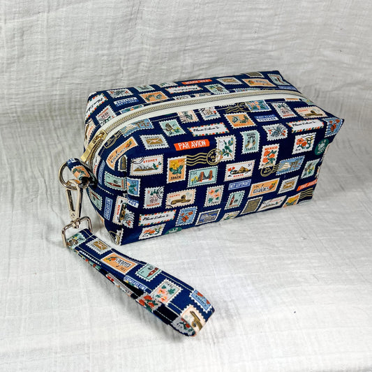 Large Makeup Bag in Postage Stamps