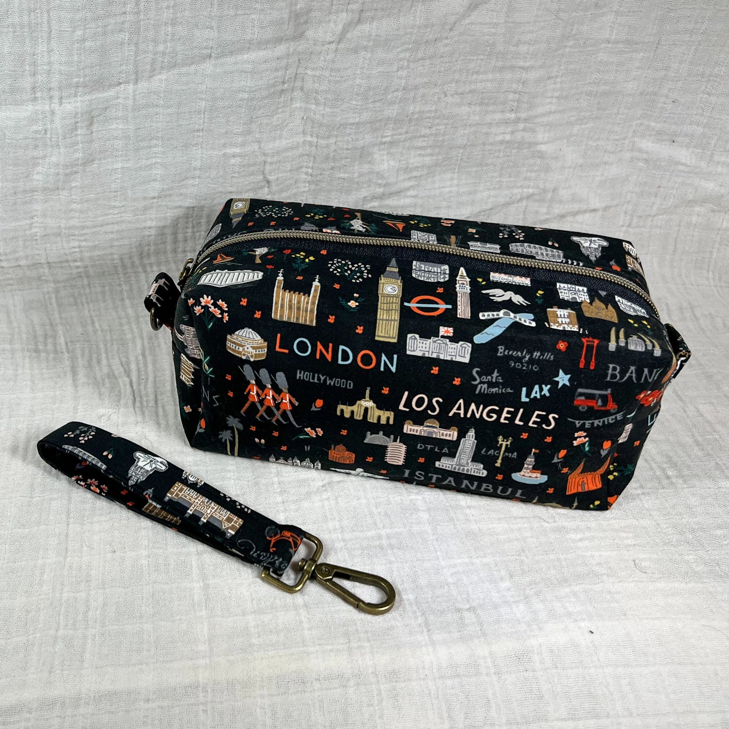 Large Makeup Bag in World Traveler Black