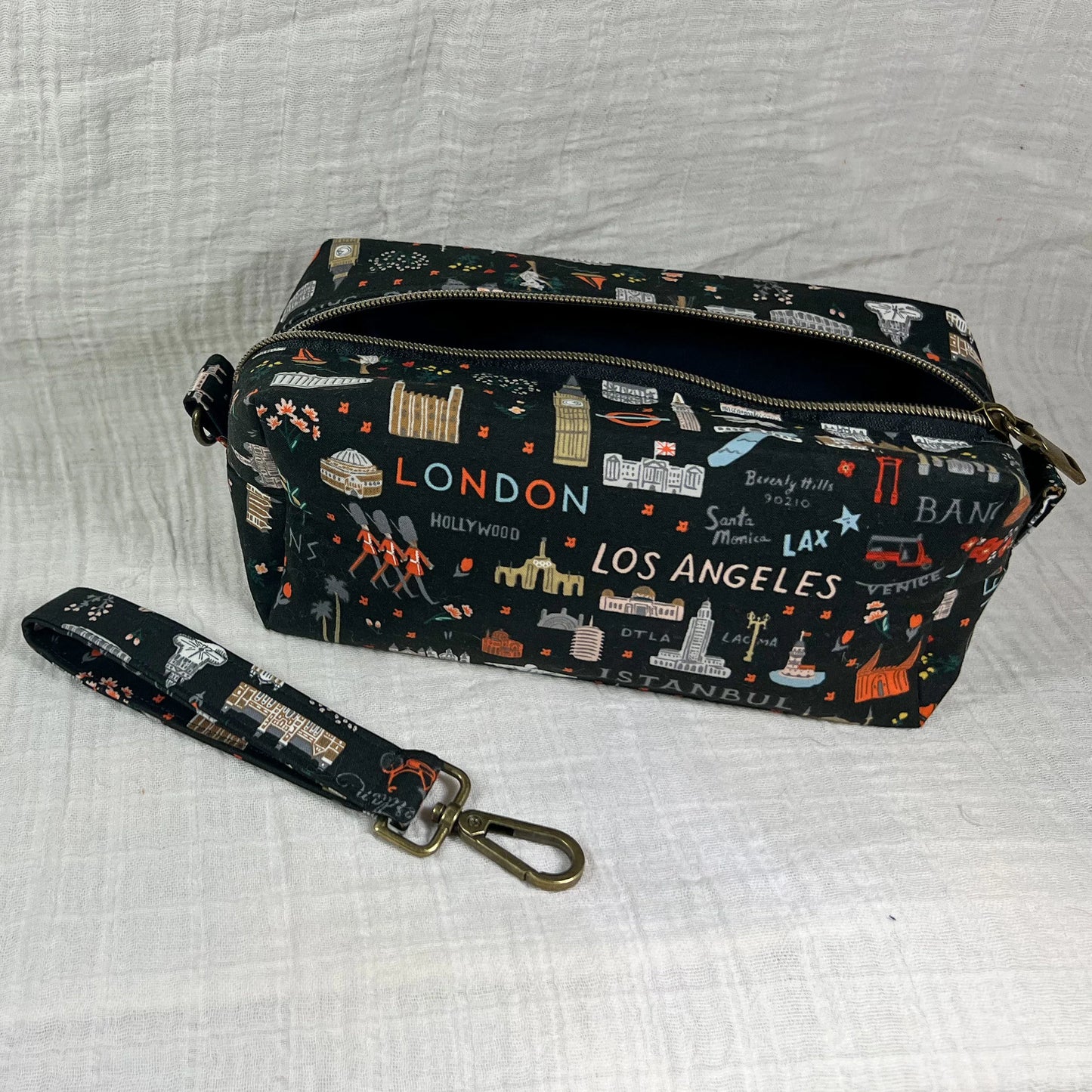 Large Makeup Bag in World Traveler Black