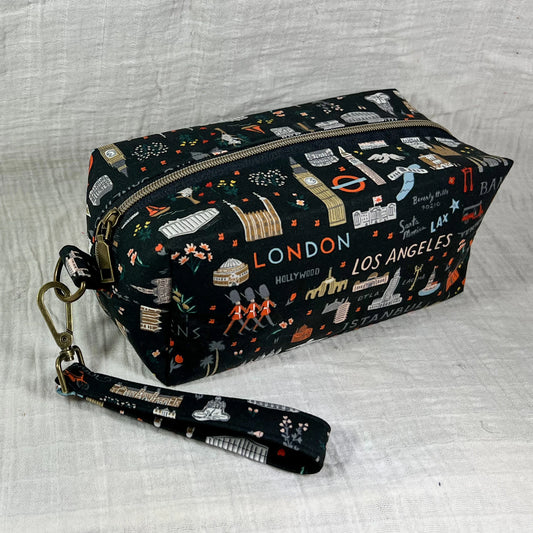 Large Makeup Bag in World Traveler Black
