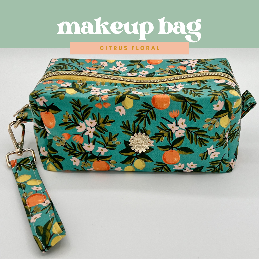 Large Makeup Bag in Citrus Floral
