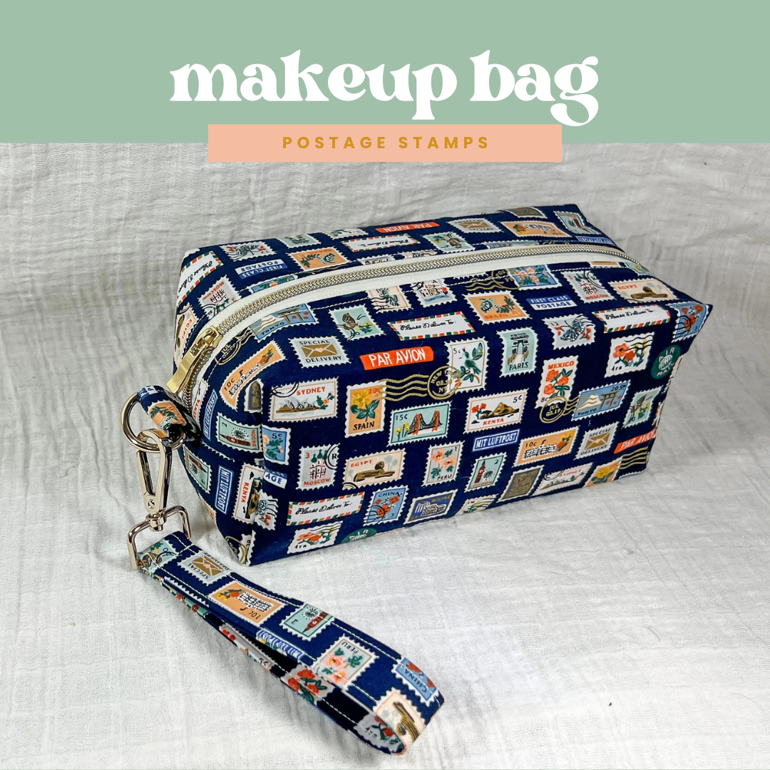 Large Makeup Bag in Postage Stamps
