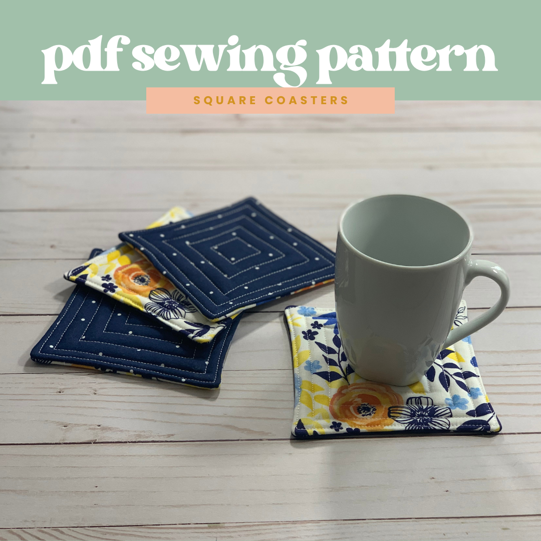 Quilted Square Fabric Coasters PDF Pattern