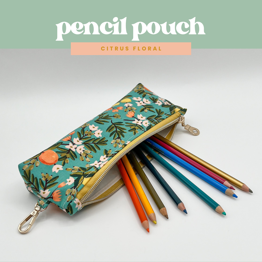 Pencil Pouch in Citrus Floral