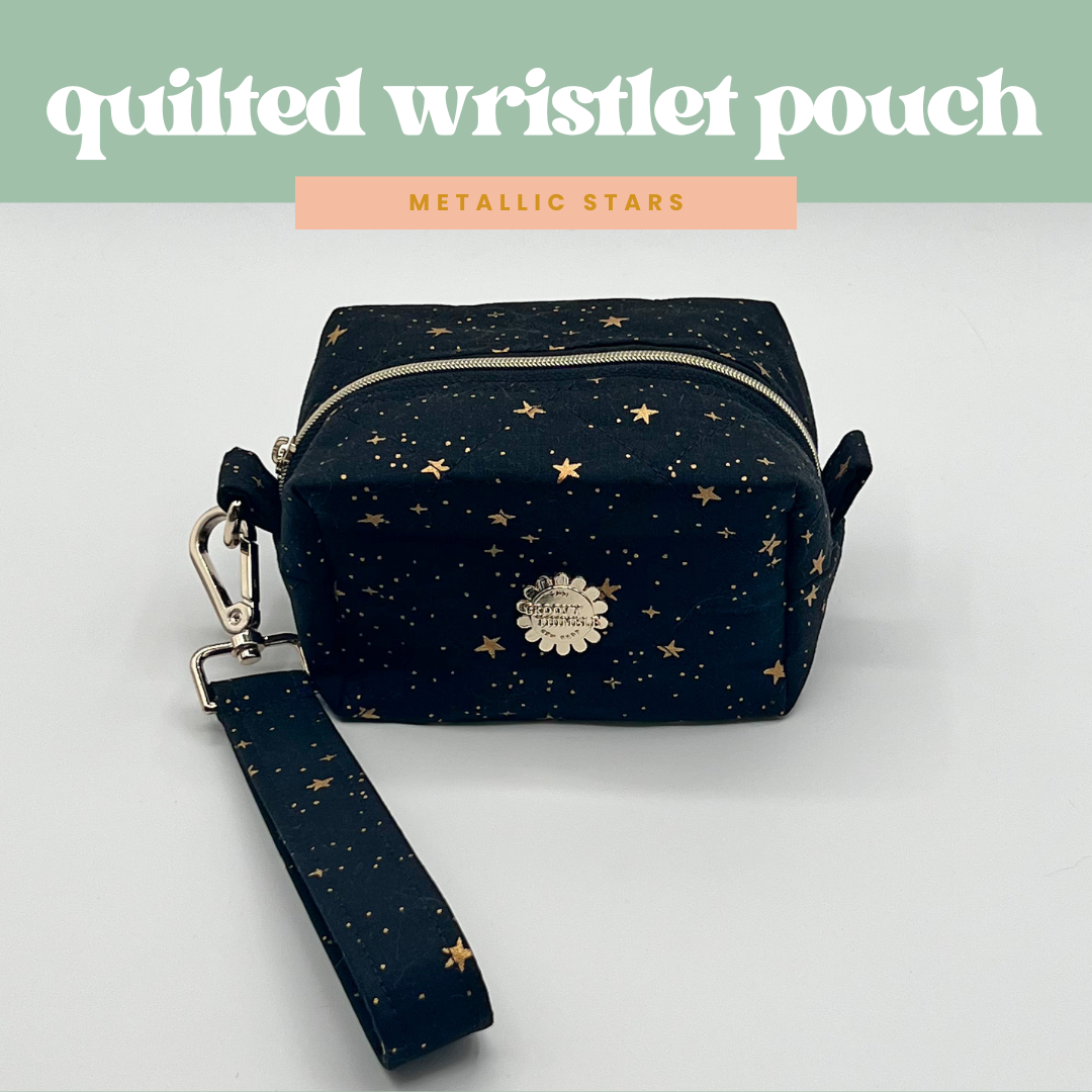 Small Quilted Makeup Bag in Metallic Stars