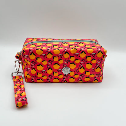 Large Makeup Bag in Coral Oranges