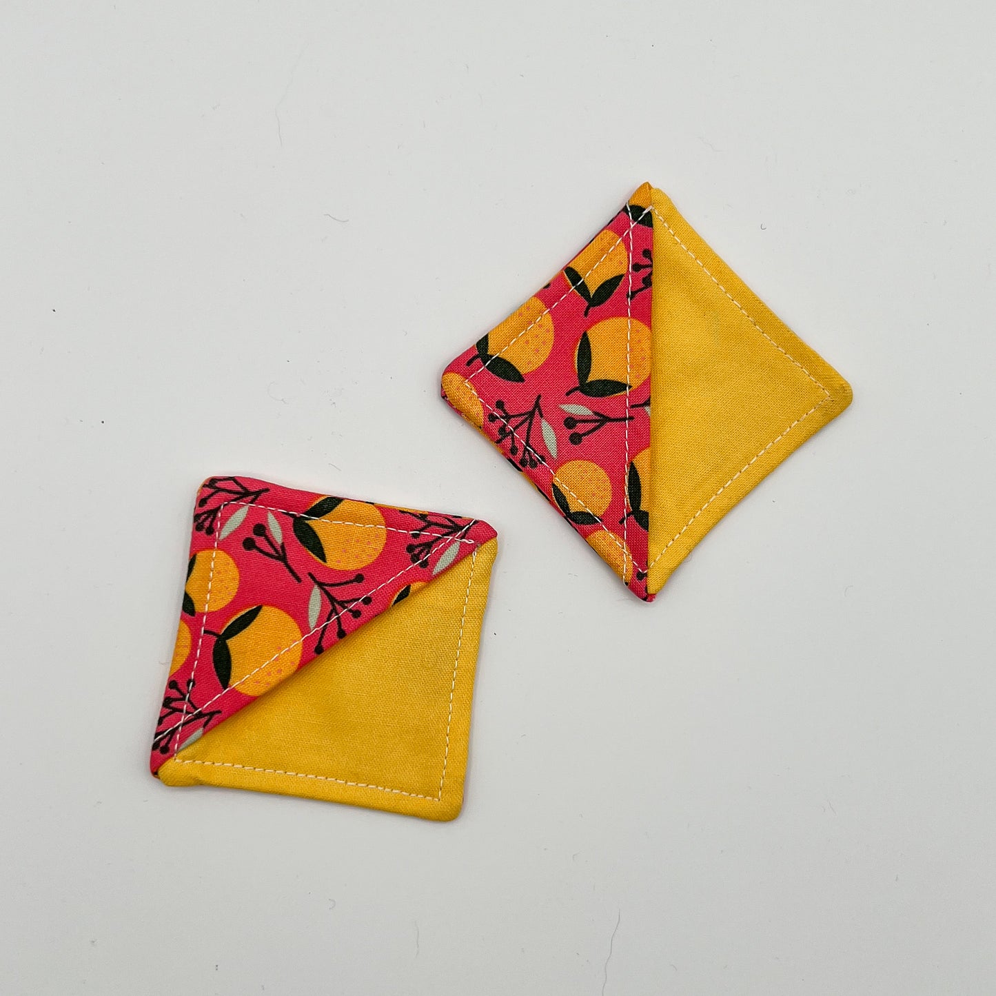 Book Sleeve with 2 Fabric Bookmarks in Coral Oranges