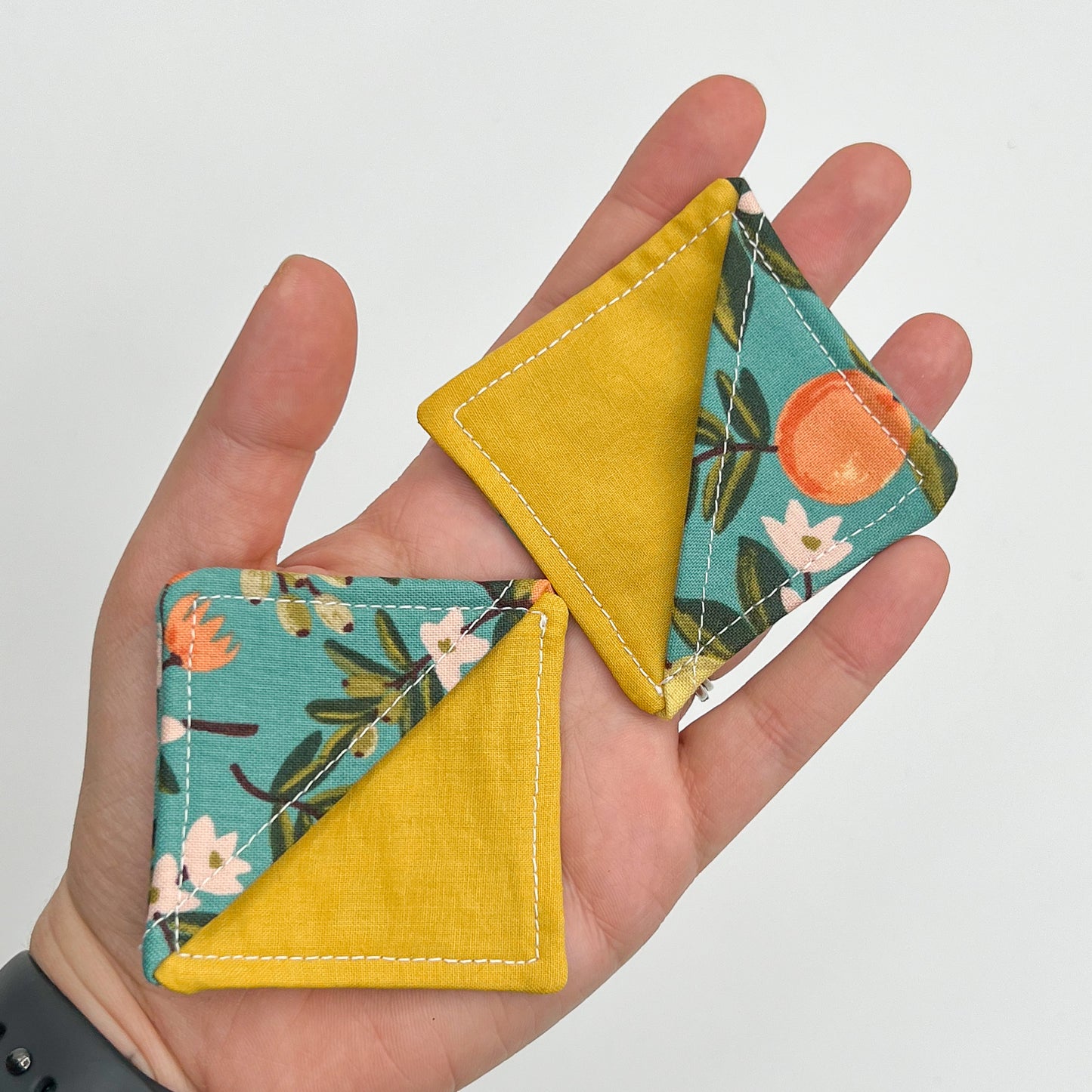 Book Sleeve with 2 Fabric Bookmarks in Citrus Floral