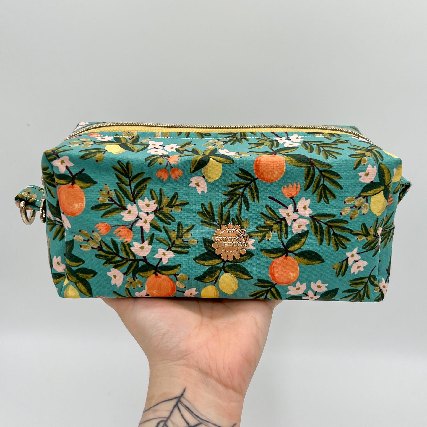 Large Makeup Bag in Citrus Floral