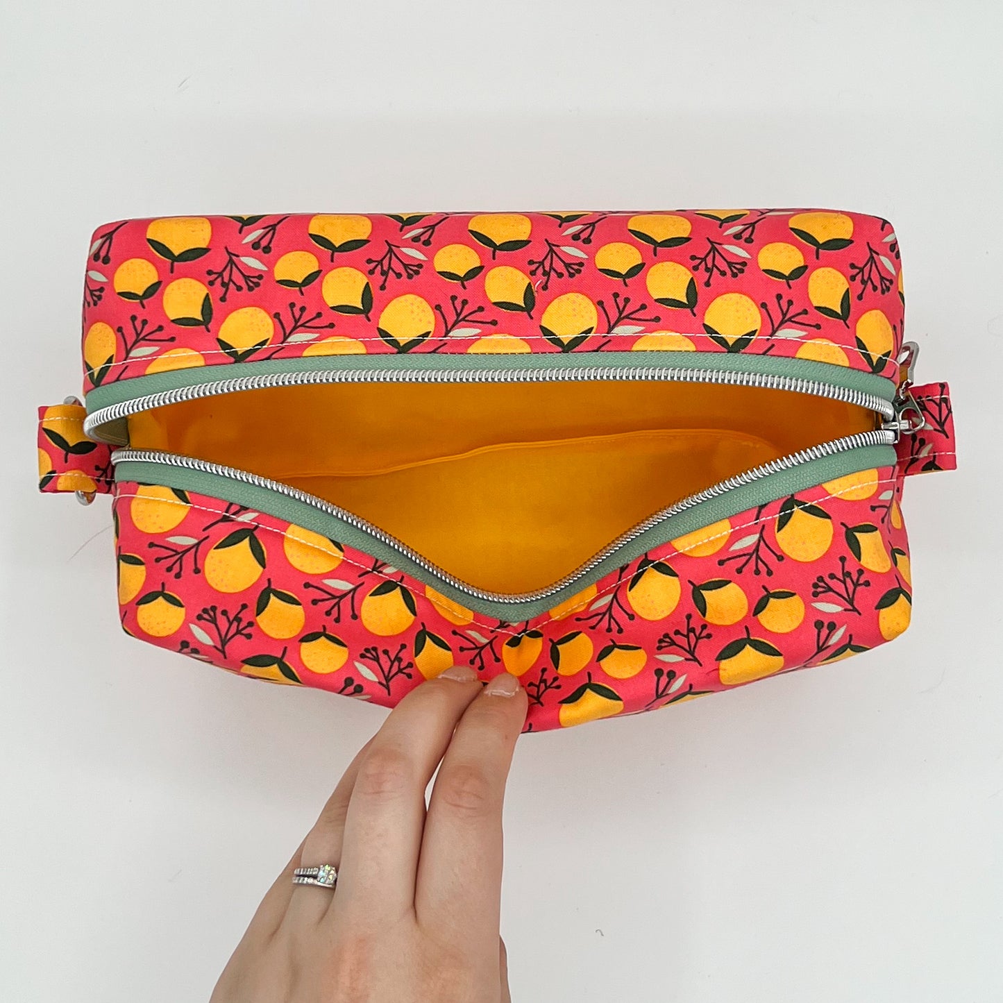 Large Makeup Bag in Coral Oranges