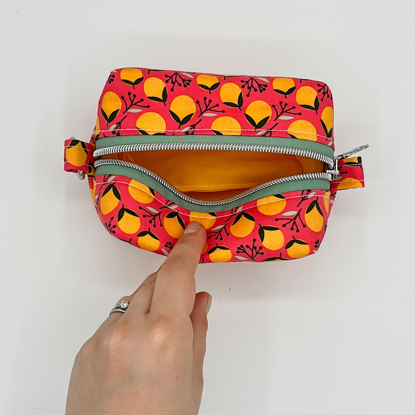 Small Makeup Bag in Coral Oranges