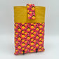 Book Sleeve with 2 Fabric Bookmarks in Coral Oranges