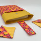 Book Sleeve with 2 Fabric Bookmarks in Coral Oranges