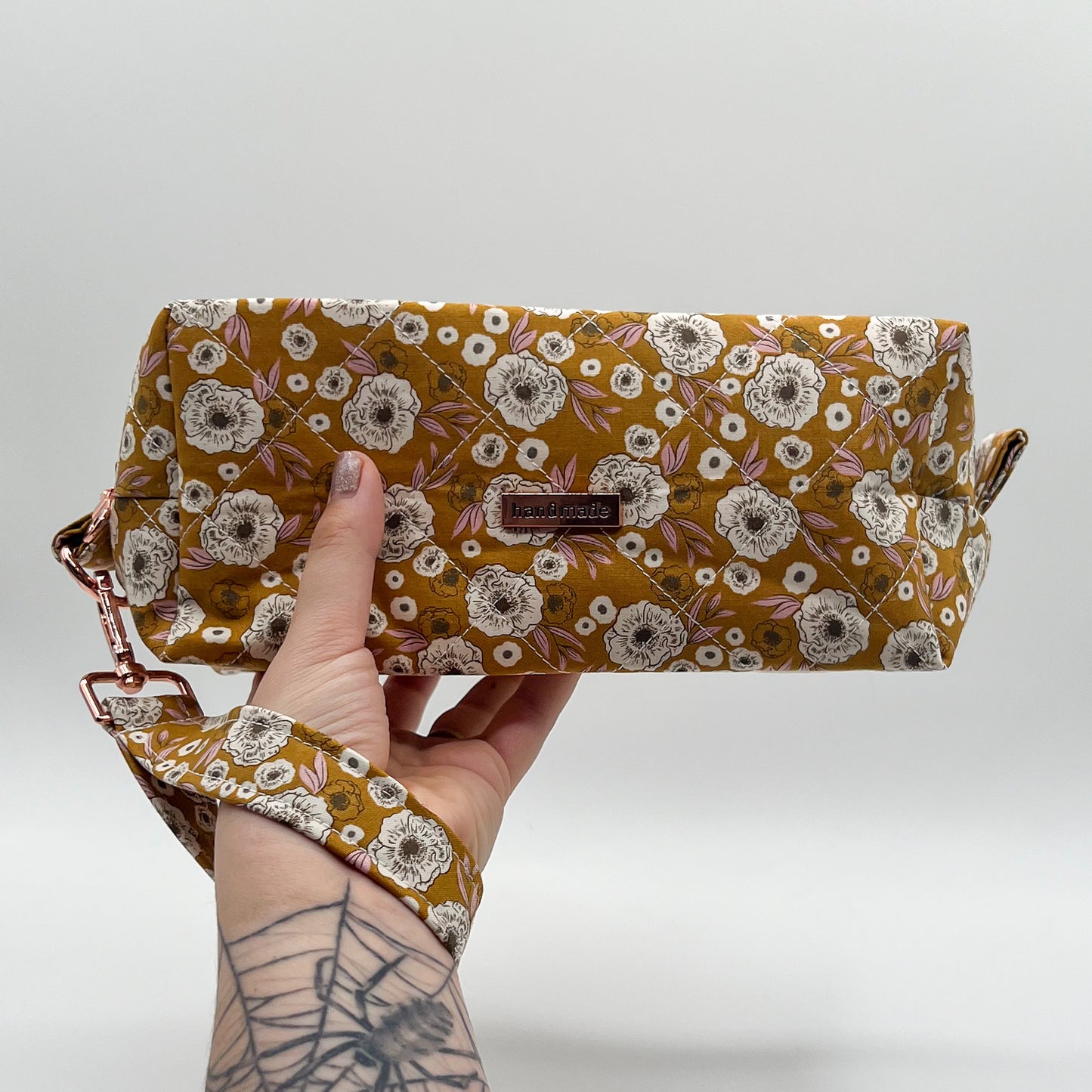 Large Quilted Makeup Bag in Golden Bloom
