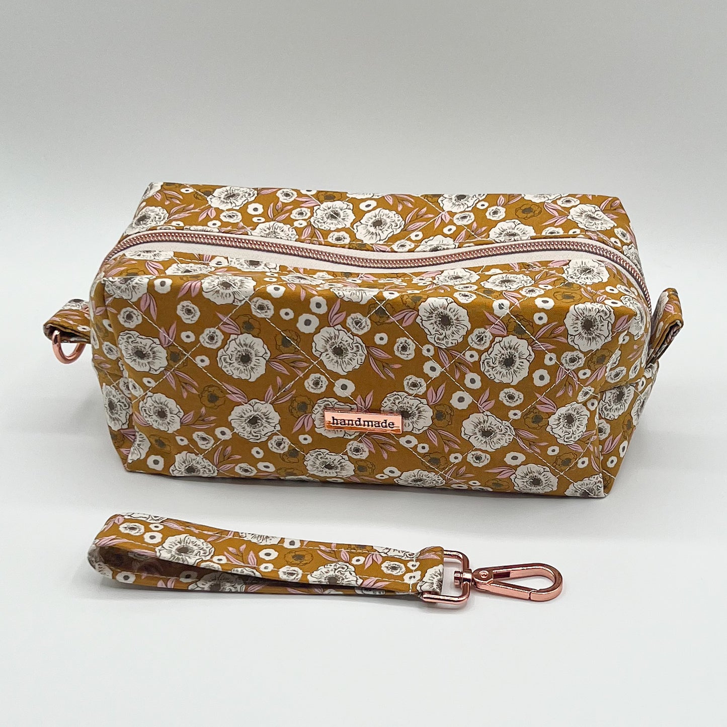 Large Quilted Makeup Bag in Golden Bloom