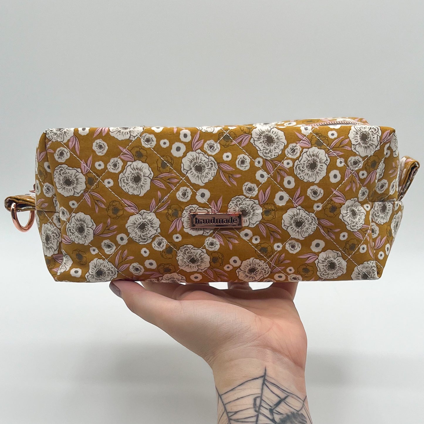 Large Quilted Makeup Bag in Golden Bloom