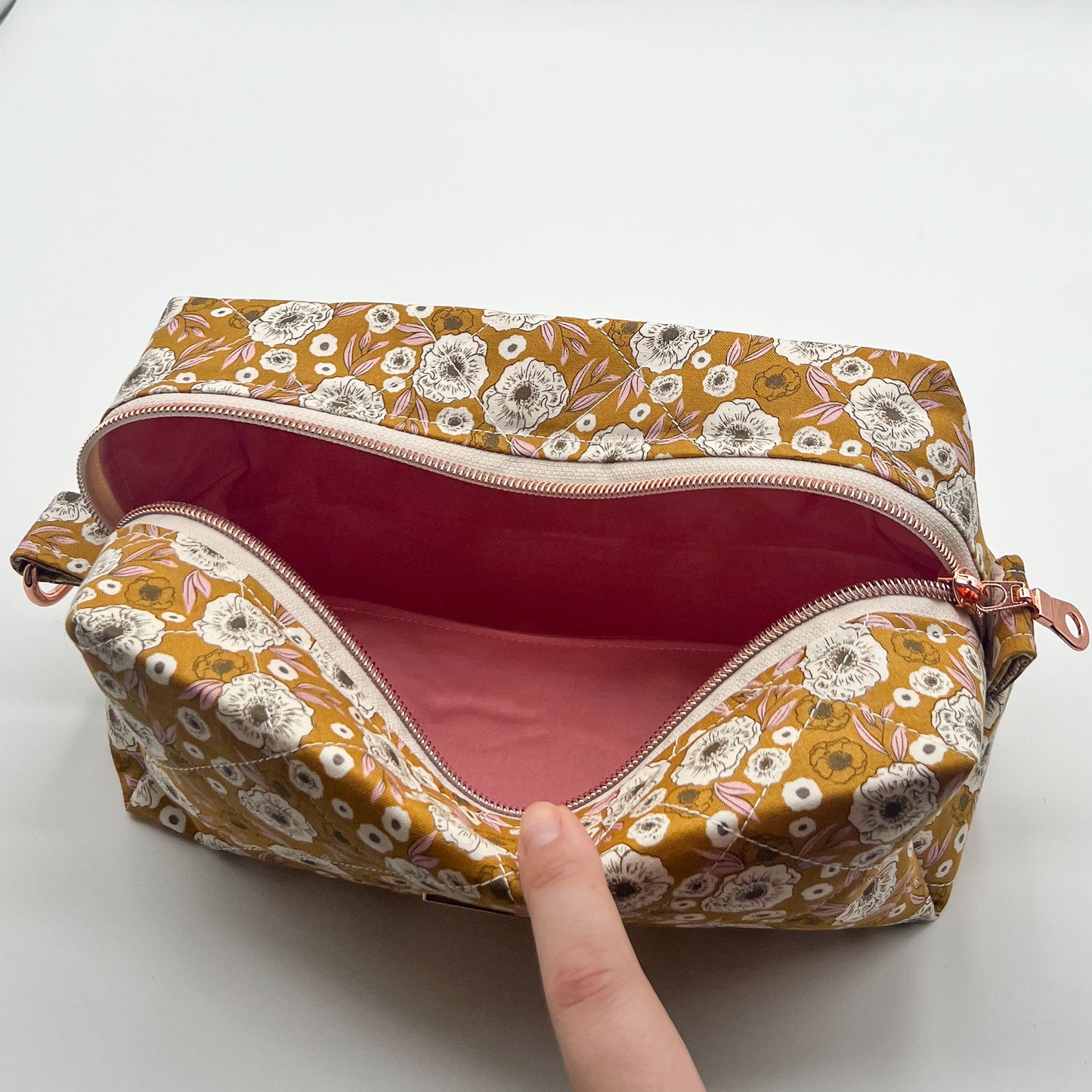 Large Quilted Makeup Bag in Golden Bloom