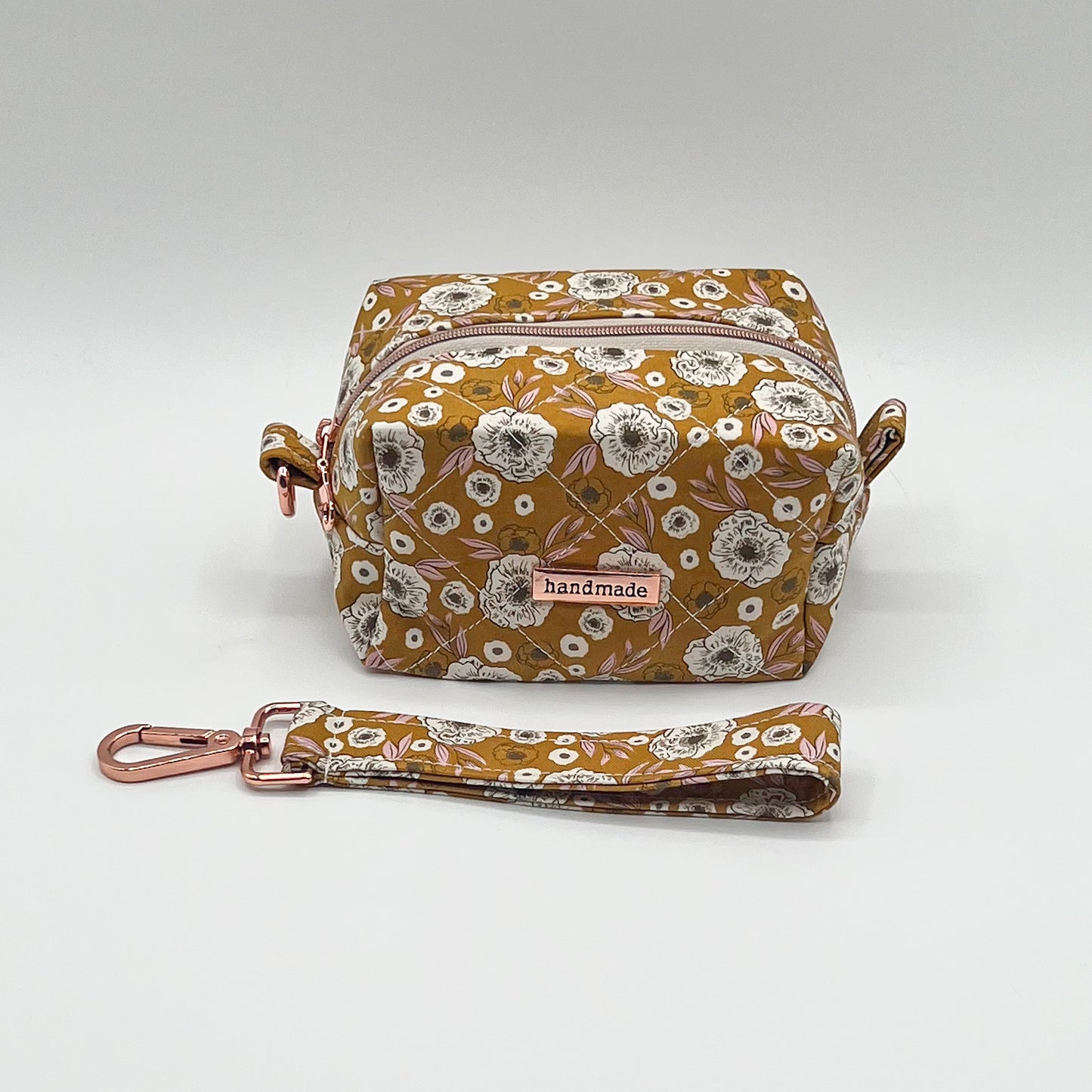 Small Quilted Makeup Bag in Golden Bloom