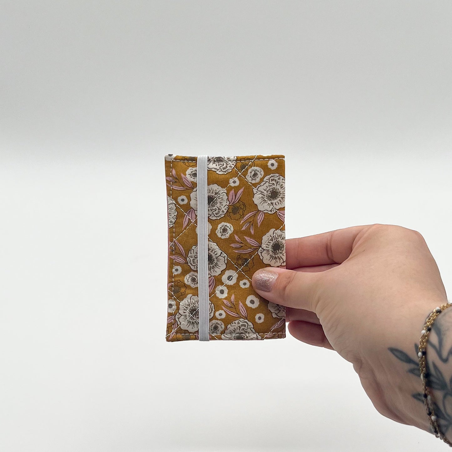 Quilted Card Wallet in Golden Bloom